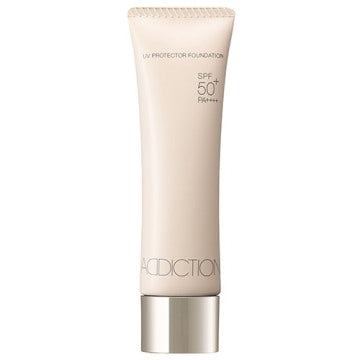 ADDICTION UV Protector Foundation - UV Protector Foundation / SPF50+ / PA++++ / 002 Porcelain Rose / 30mL product bottle on white background