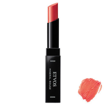 ETVOS Mineral Rouge - Mineral Rouge / full product with container / [Sunset Orange] vibrant healthy orange / 2g swatch on lips