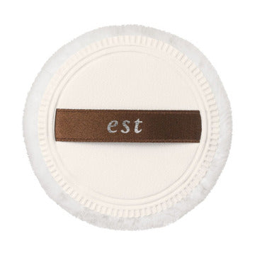 est Pressed Powder Puff Radiant Finish White Background