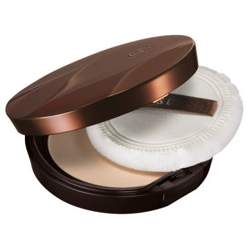 est Brightening Pressed Powder Compact Radiant Glow White Background