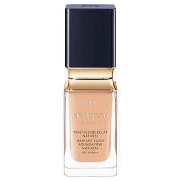 Cle de Peau Beaute Tan Fluid Eclat Natural - Tan Fluid Eclat Natural / SPF25 / PA++ / full product with container / Ochre 30 / 35mL / Scented with natural rose essence - 35ml product bottle on white background