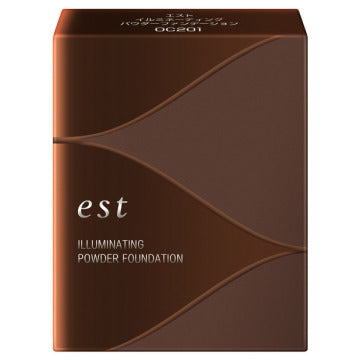 est Illuminating Powder Foundation Compact - Illuminating Powder Foundation / SPF21 / PA++ / refill only / OC201 Light Ochre / 10g product bottle on white background