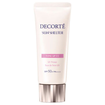 DECORTÉ Sun Shelter Multi Protection Tone Up CC - Sun Shelter Multi Protection Tone Up CC / SPF50+ / PA++++ / full product with container / 10 Lavender Rose / 35g product bottle on white background