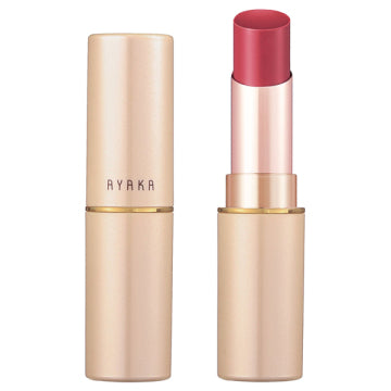 綾花 Wrapping Color Lipstick - Wrapping Color Lipstick / full product with container / RS-01 (Rose) / unscented swatch on lips
