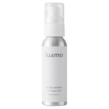 luamo All Day Protect UV Aqua Veil Sunscreen Bottle White Background