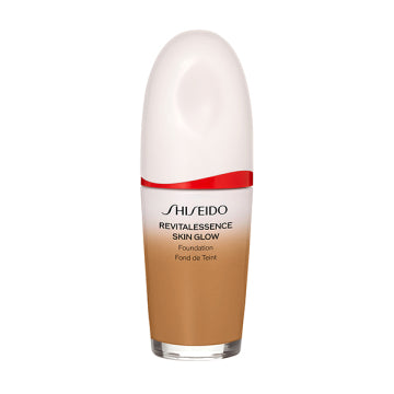 SHISEIDO Essence Skin Glow Kit - Essence Skin Glow Foundation / SPF30 / PA+++ / full product with container / 360 Citrine / 30ml / unscented product bottle on white background