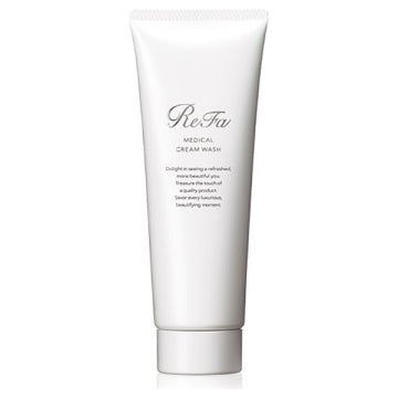 ReFa Medical Cream Wash Cleansing Moisturizing Product White Floral Background