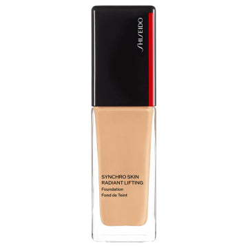 SHISEIDO Synchro Skin Radiant Lifting Foundation - Synchro Skin Radiant Lifting Foundation / SPF35 / PA++++ / full product with container / 320 Pine / 30mL / unscented - 30ml product bottle on white background