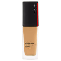 SHISEIDO Synchro Skin Self-Refreshing Foundation - Synchro Skin Self-Refreshing Foundation / SPF35 / PA++++ / full product with container / 340 Oak / 30g / unscented product bottle on white background