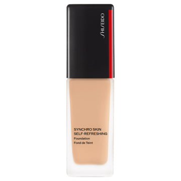 SHISEIDO Synchro Skin Self-Refreshing Foundation - Synchro Skin Self-Refreshing Foundation / SPF35 / PA++++ / full product with container / 250 Sand / 30g / unscented product bottle on white background