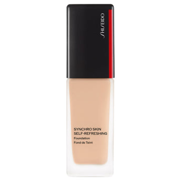 SHISEIDO Synchro Skin Self-Refreshing Foundation - Synchro Skin Self-Refreshing Foundation / SPF35 / PA++++ / full product with container / 220 Linen / 30g / unscented product bottle on white background