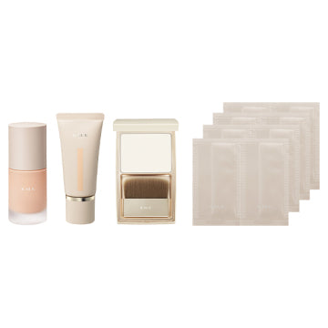 RMK Luminous Makeup Base - Base Makeup Complete Set / 30mL+30g+9.8g+1mL×2+1mL×2+1mL×2+1mL×2 - 30ml product packaging