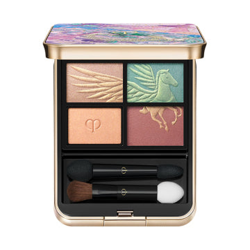 Cle de Peau Beaute Tip & Brush (Ombre Color Quad) - Ombre Color Quad / full product with container / 502 Wings of Wonder / 6g / Scented with natural rose oil and more product packaging