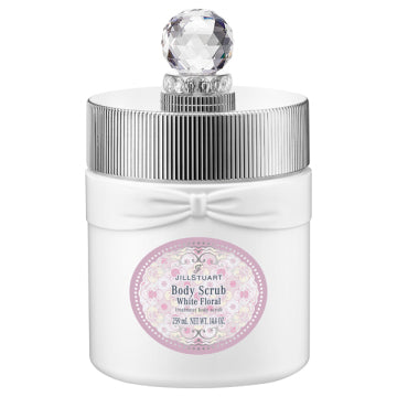 JILL STUART White Floral Body Scrub Moisturizing, Floral Scent Background