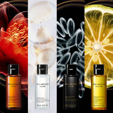 shu uemura Cleansing Oil Starter Kit Luxurious Skincare Background