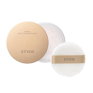 ETVOS Face Powder Puff - Mineral Reflecting Skin Powder / full product with container / Shimmer Blanche / 8g product packaging