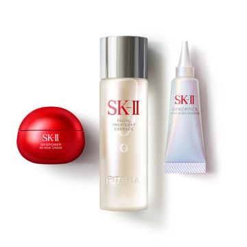SK-II 【@cosme Limited: Total value of 10,100 yen (tax included)】Facial Treatment Essence First Trial Kit - Pitera(TM) Best Collection Trial Kit / 75ml, 10ml, 15g product packaging
