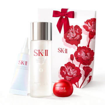 SK-II 【@cosme Limited: Total value of 10,100 yen (tax included)】Facial Treatment Essence First Trial Kit - Mother's Day Trial Kit / 75ml, 10ml, 15g, 1 sheet product packaging