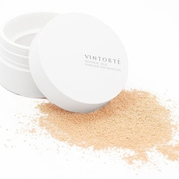 VINTORTE Mineral Silk Powder Foundation Flawless Finish White Background